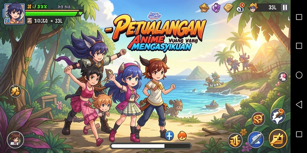 Screenshot 33L menampilkan pertarungan seru karakter anime.