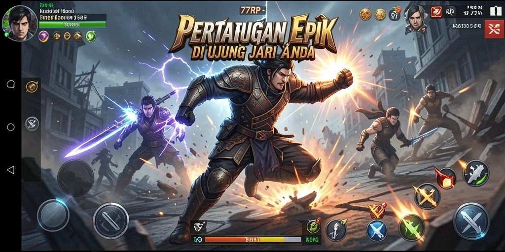 Tampilan aksi mendebarkan dalam pertarungan 77RP yang seru.