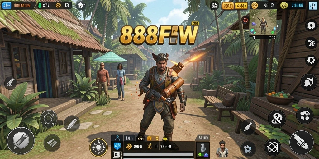 Tampilan gameplay 888FW menunjukkan interaksi pemain dalam dunia simulasi yang hidup.