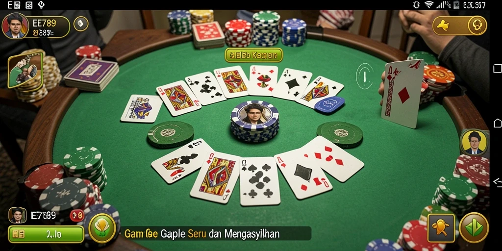 Tangkapan layar utama EE789 menampilkan antarmuka permainan Gaple yang menarik.