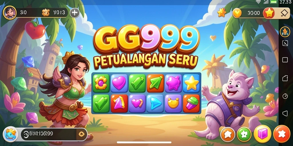 Tangkapan layar GG999 menampilkan momen seru gameplay Match-3.