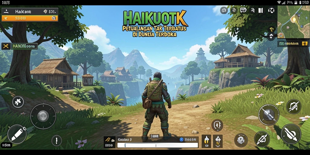 Screenshot HAIKUOTK menampilkan pemain menjelajahi dunia terbuka yang luas.