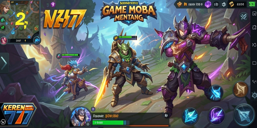 Gameplay seru KEREN77 dalam pertarungan MOBA.