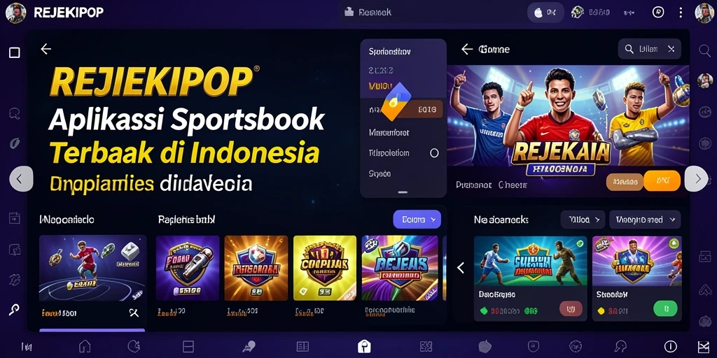 Screenshot utama REJEKIPOP menampilkan tampilan fitur taruhan olahraga.