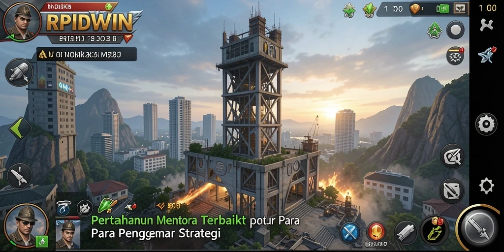 Screenshot RPIDWIN menampilkan aksi menegangkan dalam strategi Tower Defense.