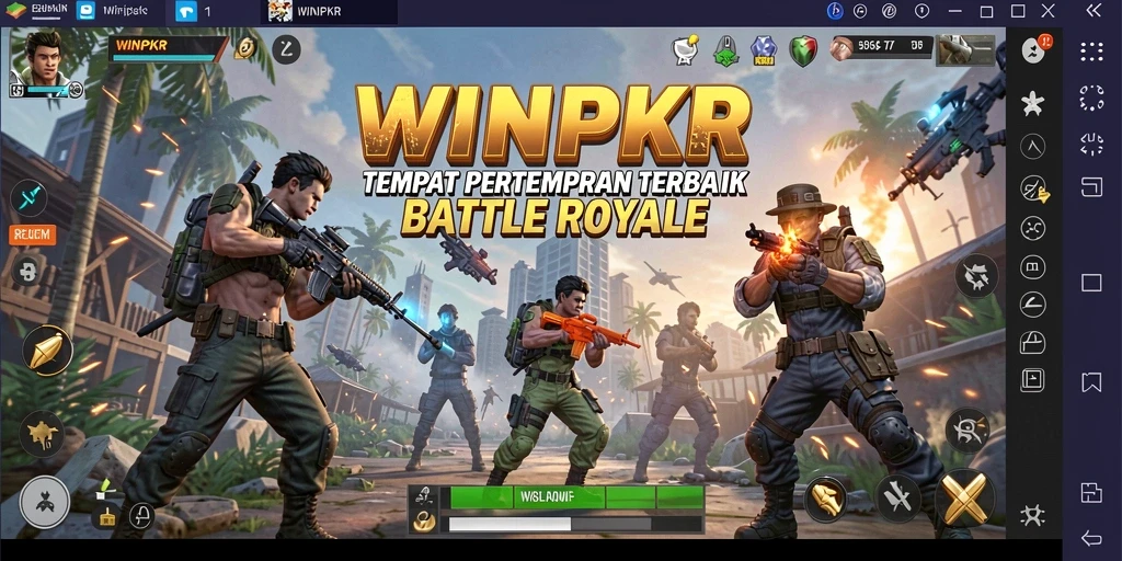 Gameplay WINPKR yang mendebarkan dalam arena Battle Royale.